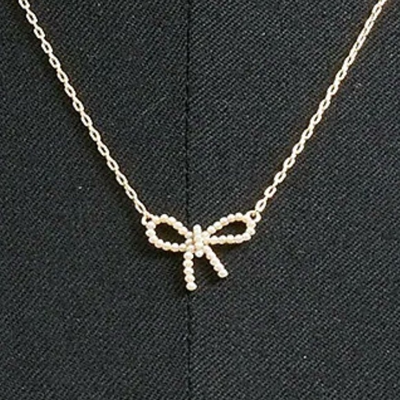 J. Crew Jewelry - NWT- J.Crew Bow Pearl Dainty Pendant Necklace